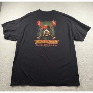 Big Dogs Of The Caribbean Dead Dog Wag No Tails T Shirt Mens 2XL Black Cotton‎